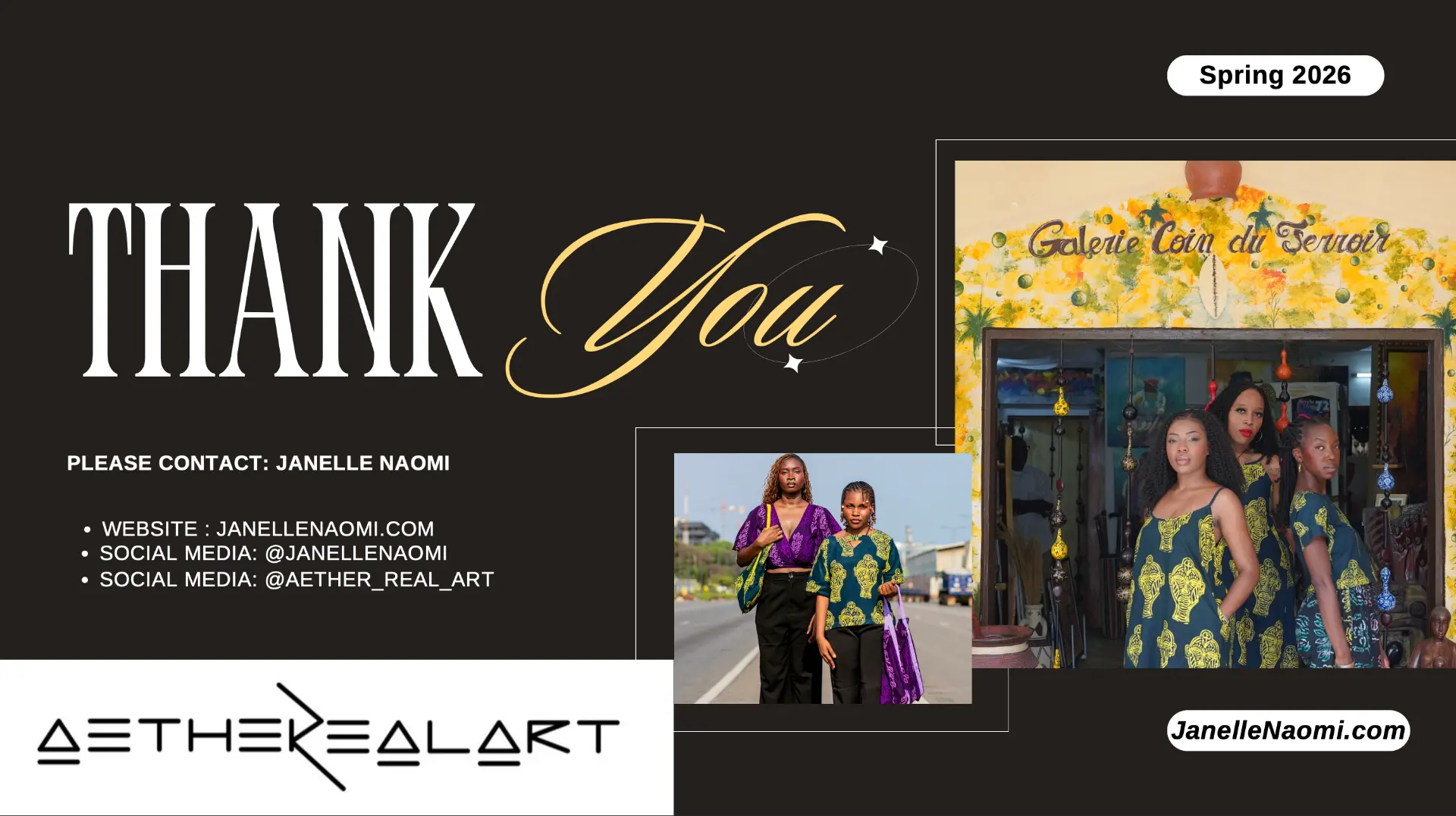 Thank you and contact details for Aether Real Designs